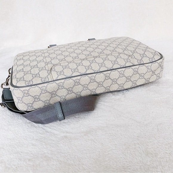 NWT Authentic Gucci GG Supreme Leather Computer Bag Briefcase Gray Unisex - Picture 9 of 9